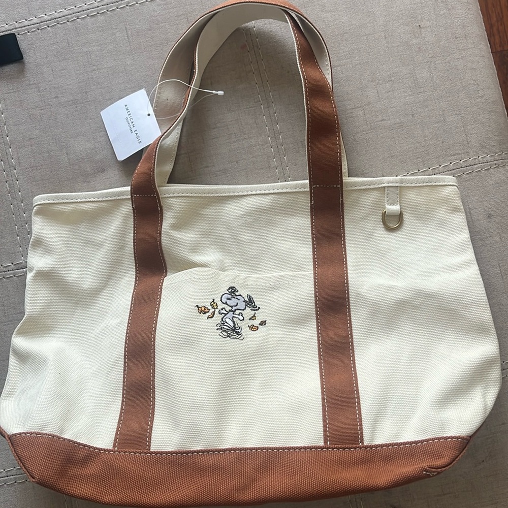 American Eagle Snoopy Graphic Canvas Tote Bag